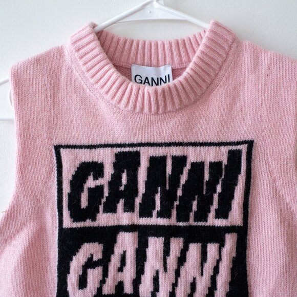 NWT Ganni Printed Sweater Vest in Pink | Size Small - Picture 7 of 11